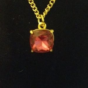Pink Crystal necklace 18 inch chain hot pink color